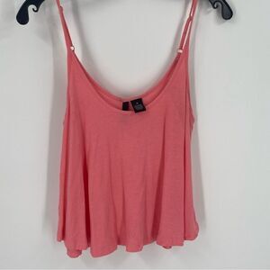 Ultra Flirt Women’s Scoop Neck Ribbed Knit Cropped Tank Top Pink size M